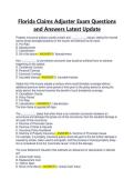 Florida Claims Adjuster Exam Questions and Answers Latest Update&period;