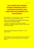 CSX CONDUCTOR TRAINING  STUDENT WORKBOOK PART 3&colon;  HAZARDOUS MATERIAL 2026  QUESTIONS AND ANSWERS&vert; ACE  YOUR GRADES&period;