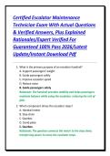 Certified Escalator Maintenance Technician Exam With Actual Questions & Verified Answers&comma; Plus Explained Rationales&sol;Expert Verified For Guaranteed 100&percnt; Pass 2026&sol;Latest Update&sol;Instant Download Pdf