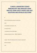 CLINICAL LABORATORY SCIENCE IMMUNOLOGY AND SEROLOGY EXAM PRACTICE EXAM LATEST UPDATE 2026-2027 QUESTIONS AND DETAILED SOLUTIONS