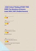 - D265 Critical Thinking &lpar;STUDY THIS ONE&excl;&rpar; Test Questions & Answers&comma; Latest 2026 &vert; 2027 &lpar;Verified Answers&rpar;    
