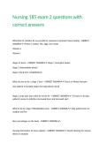Nursing 185 exam 2 questions with correct answers