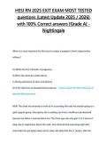 HESI RN Exit Exam 2025-2026&colon; Most Tested Questions with 100&percnt; Correct Answers