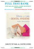 Test Bank with Complete Answer Guide &ndash; Ethics and Law in Dental Hygiene &lpar;3rd Edition&rpar; By Beemsterboer &vert; FULL Test Bank &vert; All Chapters Covered &vert; Rated A&plus; &vert; Latest Edition