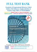Test Bank for Essentials of Organizational Behavior 15th Edition by Stephen Robbins &Timothy Judge ISBN 9781292406664 Chapter 1-16 &vert; Complete Guide A&plus;
