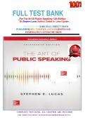     FULL TEST BANK   For The Art Of Public Speaking 13th Edition   By Stephen Lucas &lpar;Author&rpar; Graded A&plus; Latest Update