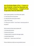 Iowa Herbicide Right of Way - Category 6&comma; Iowa Pesticide &vert; Actual Test Questions and 100&percnt; Verified Solutions  &ndash; Complete Exam Preparation Material &lpar;2026&sol;2027&rpar;
