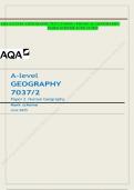 AQA A-Level Geography Paper 1 Physical Geography Mark Scheme June 2025