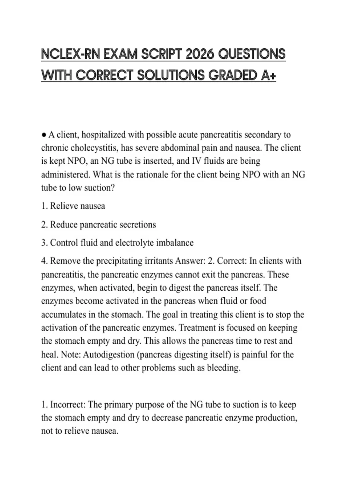 NCLEX-RN EXAM SCRIPT 2026 QUESTIONS WITH CORRECT SOLUTIONS GRADED A+ ...