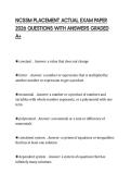 NCSSM PLACEMENT ACTUAL EXAM PAPER 2026 QUESTIONS WITH ANSWERS GRADED A&plus;