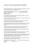 MO VALLY FIRST AID QUESTIONS & ANSWERS