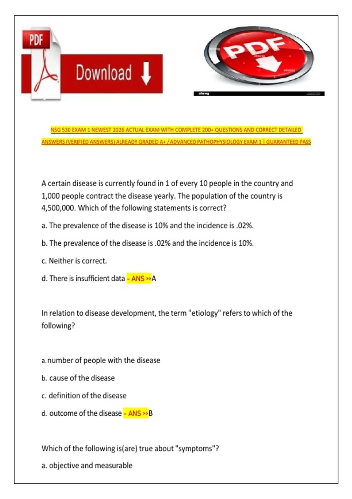 NSG 530 EXAM 1 NEWEST 2026 ACTUAL EXAM WITH COMPLETE 200+ QUESTIONS AND ...