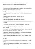 MO VALLEY TEST 1-4 QUESTIONS & ANSWERS
