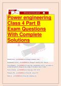Power engineering  Class 4 Part B  Exam Questions  With Complete  Solutions