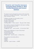 Property and Casualty Insurance Licensing Exam Graded A&plus; With Verified Questions and Correct Answers