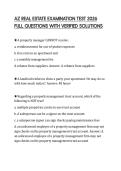AZ REAL ESTATE EXAMINATION TEST 2026 FULL QUESTIONS WITH VERIFIED SOLUTIONS