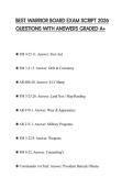 BEST WARRIOR BOARD EXAM SCRIPT 2026 QUESTIONS WITH ANSWERS GRADED A&plus;