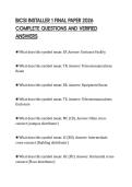 BICSI INSTALLER 1 FINAL PAPER 2026 COMPLETE QUESTIONS AND VERIFIED ANSWERS