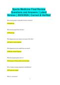 Sports Medicine Final Review Questions and Answers &vert; Latest Version &vert; 2025&sol;2026 &vert; Correct & Verified