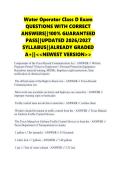 Water Operator Class D Exam QUESTIONS WITH CORRECT ANSWERS&vert;&vert;100&percnt; GUARANTEED PASS&vert;&vert;UPDATED 2026&sol;2027 SYLLABUS&vert;&vert;ALREADY GRADED A&plus;&vert;&vert;<<NEWEST VERSION>>