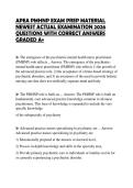 APEA PMHNP EXAM PREP MATERIAL NEWEST ACTUAL EXAMINATION 2026 QUESTIONS WITH CORRECT ANSWERS GRADED A&plus;