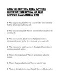 APHY 102 MIDTERM EXAM IVY TECH CERTIFICATION REVIEW SET 2026 ANSWERS GUARANTEED PAS