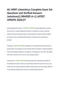 AC-HPAT &lpar;chemistry&rpar; Complete Exam Set  Questions and Verified Answers  &lpar;solutions&rpar;&vert;&vert; GRADED A&plus;&vert;&vert; LATEST  UPDATE 2026&sol;27 