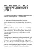 NCCT EXAM REVIEW 2026 COMPLETE QUESTIONS AND VERIFIED SOLUTIONS GRADED A&plus;
