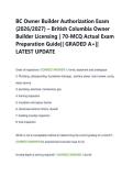 BC Owner Builder Authorization Exam  &lpar;2026&sol;2027&rpar; &ndash; British Columbia Owner  Builder Licensing &vert; 70-MCQ Actual Exam  Preparation Guide&vert;&vert; GRADED A&plus;&vert;&vert;  LATEST UPDATE 