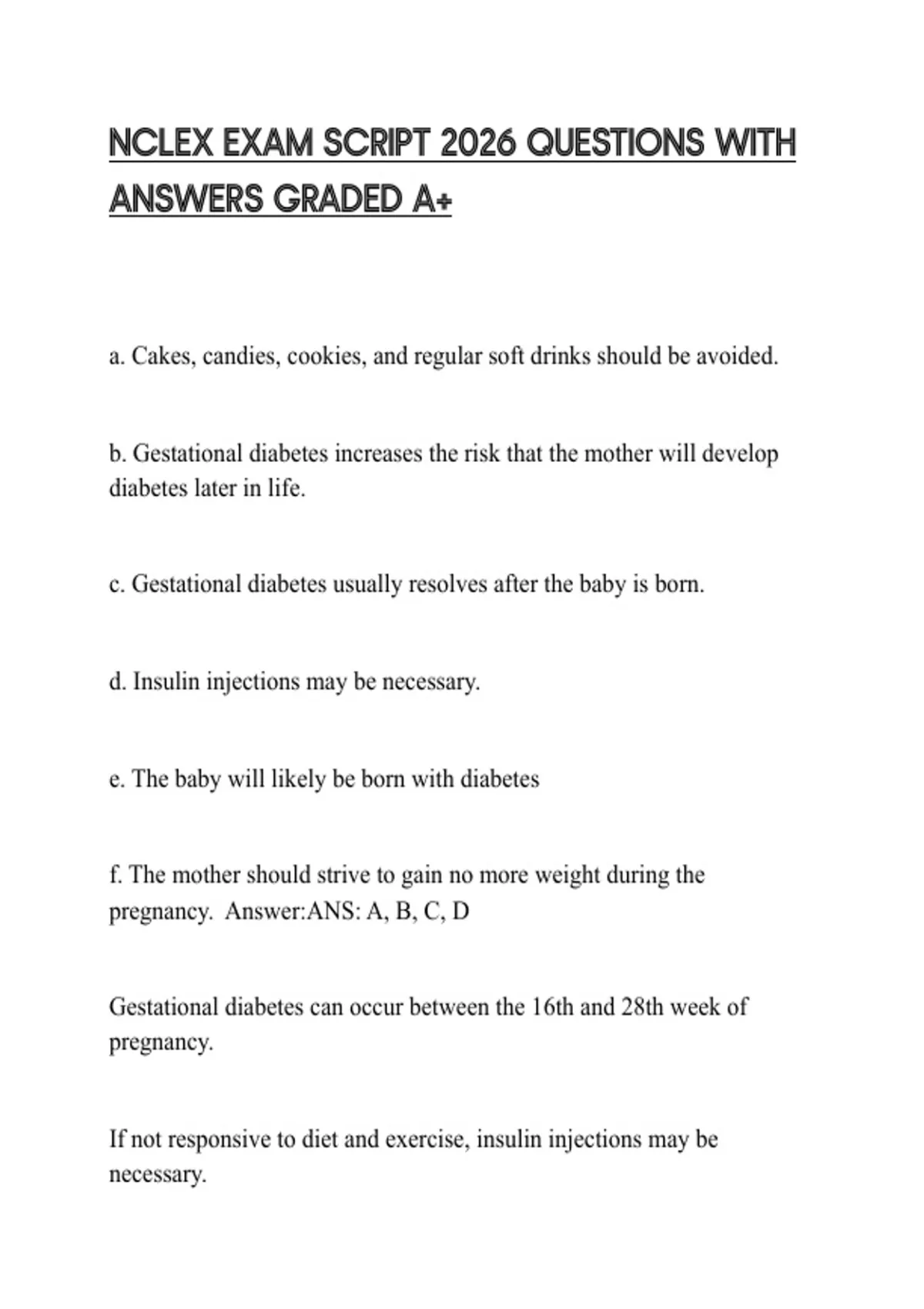 NCLEX EXAM SCRIPT 2026 QUESTIONS WITH ANSWERS GRADED A+ - NCLEX - Stuvia US