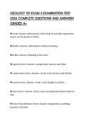 GEOLOGY 101 EXAM 3 EXAMINATION TEST 2026 COMPLETE QUESTIONS AND ANSWERS GRADED A&plus;