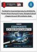 TEST BANK FOR Corporate Cybersecurity&comma; 6th edition by Randall J Boyle&comma; Raymond R&period; Panko ISBN&colon; 978-0135339299 COMPLETE GUIDE ALL CHAPTERS COVERED 100&percnt; VERIFIED A&plus; GRADE ASSURED&excl;&excl;&excl;&excl;&excl;NEW LATEST UPDATE&excl;&excl;&excl;&excl;&excl;