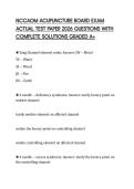 NCCAOM ACUPUNCTURE BOARD EXAM ACTUAL TEST PAPER 2026 QUESTIONS WITH COMPLETE SOLUTIONS GRADED A&plus;