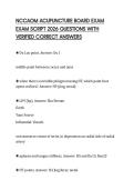NCCAOM ACUPUNCTURE BOARD EXAM EXAM SCRIPT 2026 QUESTIONS WITH VERIFIED CORRECT ANSWERS