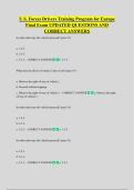 U&period;S&period; Forces Drivers Training Program for Europe  Final Exam UPDATED QUESTIONS AND  CORRECT ANSWERS