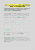 HIT Quality Final Exam ACTUAL QUESTIONS  AND CORRECT ANSWERS
