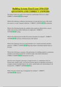 Building Systems Final Exam UPDATED  QUESTIONS AND CORRECT ANSWERS