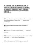 NCCER ELECTRICAL MODULE 2 LEVEL 2 MOTORS THEORY AND APPLICATION FINAL PAPER 2026 QUESTIONS WITH ANSWERS GRADED A&plus;