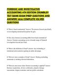 FORENSIC AND INVESTIGATIVE ACCOUNTING 9TH EDITION CRUMBLEY TEST BANK EXAM PREP QUESTIONS AND ANSWERS 2026 COMPLETE SOLVED QUESTIONS