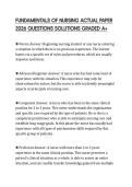 FUNDAMENTALS OF NURSING ACTUAL PAPER 2026 QUESTIONS SOLUTIONS GRADED A&plus;