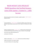 NASM WEIGHT LOSS SPECIALIST  EXAM Questions And Verified Answers  Latest 2026 Update &vert; Graded A&plus; &vert; 100&percnt;  Success
