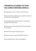 FUNDAMENTALS OF NURSING TEST PAPER 2026 COMPLETE RESPONSES GRADED A&plus;