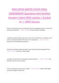 PADI OPEN WATER DIVER FINAL  ASSESSMENT Questions And Verified  Answers Latest 2026 Update &vert; Graded  A&plus; &vert; 100&percnt; Success 