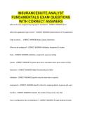 INSURANCESUITE ANALYST FUNDAMENTALS EXAM QUESTIONS WITH CORRECT ANSWERS