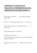 CHIROPRACTIC LAWS RULES AND REGULATIONS COMPREHENSIVE EXAM 2026 QUESTIONS AND SOLUTIONS GRADED A&plus;
