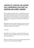 CHIROPRACTIC QUESTIONS AND ANSWERS 2026 COMPREHENSIVE EXAM SCRIPT FULL QUESTIONS AND CORRECT ANSWERS