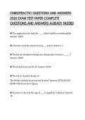 CHIROPRACTIC QUESTIONS AND ANSWERS 2026 EXAM TEST PAPER COMPLETE QUESTIONS AND ANSWERS ALREADY PASSED