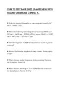 CHM 113 TEST BANK 2026 EXAM REVIEW WITH SOLVED QUESTIONS GRADED A&plus;CHM 113 TEST BANK 2026 EXAM REVIEW WITH SOLVED QUESTIONS GRADED A&plus;