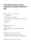 CHSE CERTIFICATION TEST PAPER 2026 QUESTIONS WITH ANSWERS GUARANTEED TO PASS