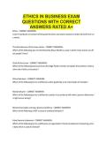 Ethics in Business EXAM QUESTIONS WITH CORRECT ANSWERS RATED A&plus;